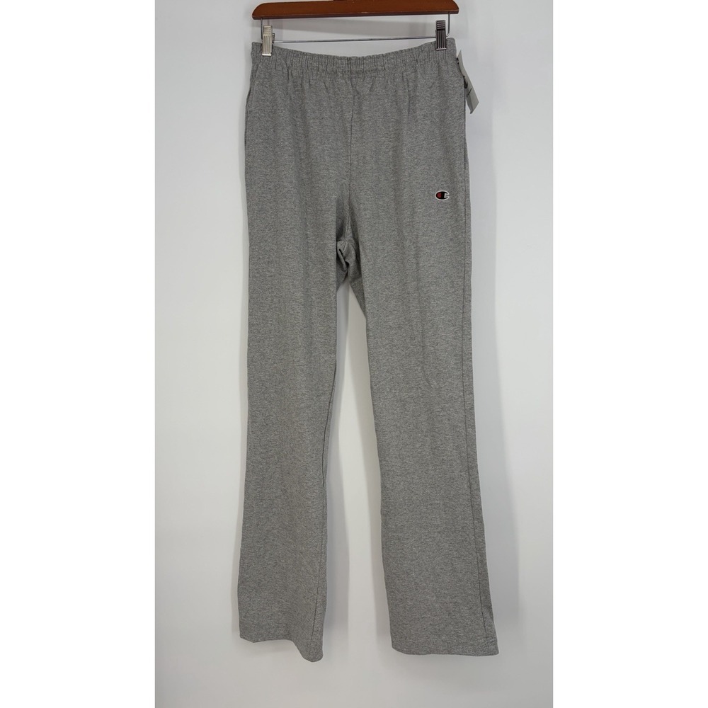 New Champion Men's Small Jersey Open-Bottom Pants Gray Athleisure Gym Pockets